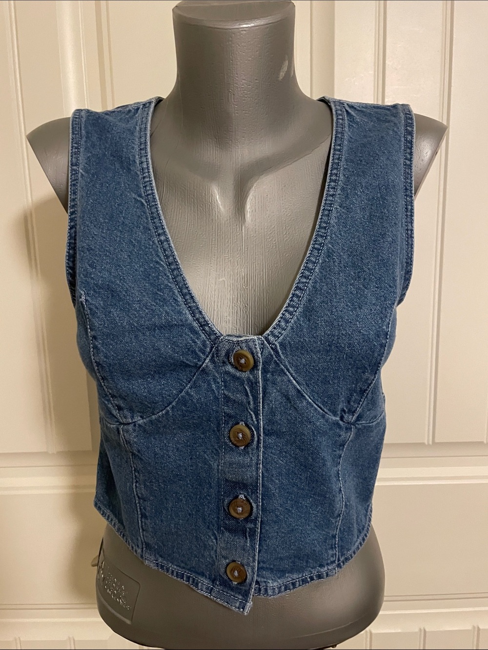 Billabong Dark Blue Denim Button-Front Women’s Vest